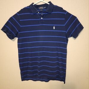Polo Ralph Lauren Navy Blue Stripe XL Custom Fit White Pony
